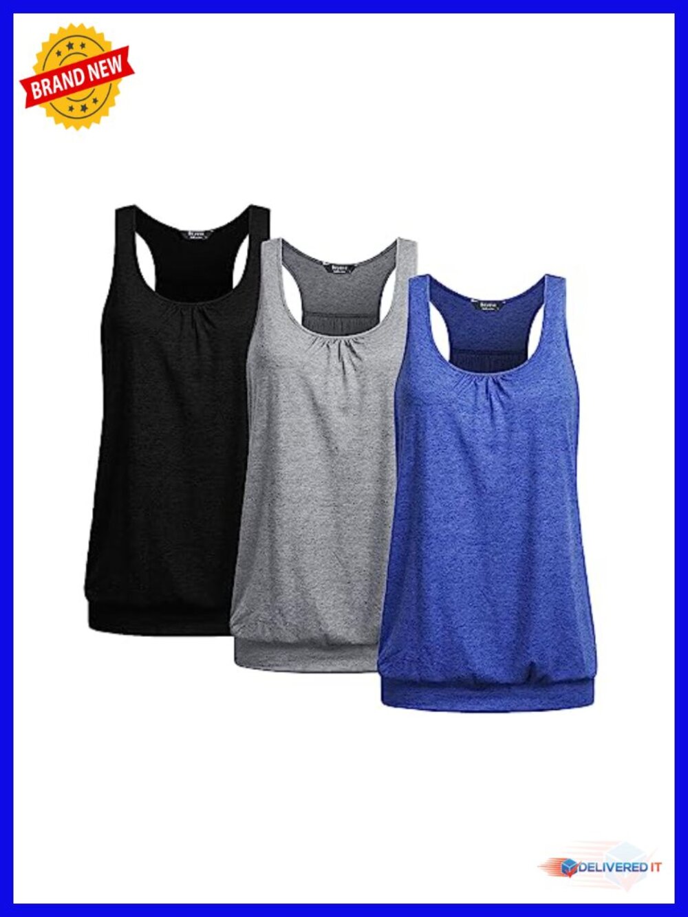 3-Pack Plus Size Sleeveless Racerback Tank Tops, Moisture Wicking Workout Tanks